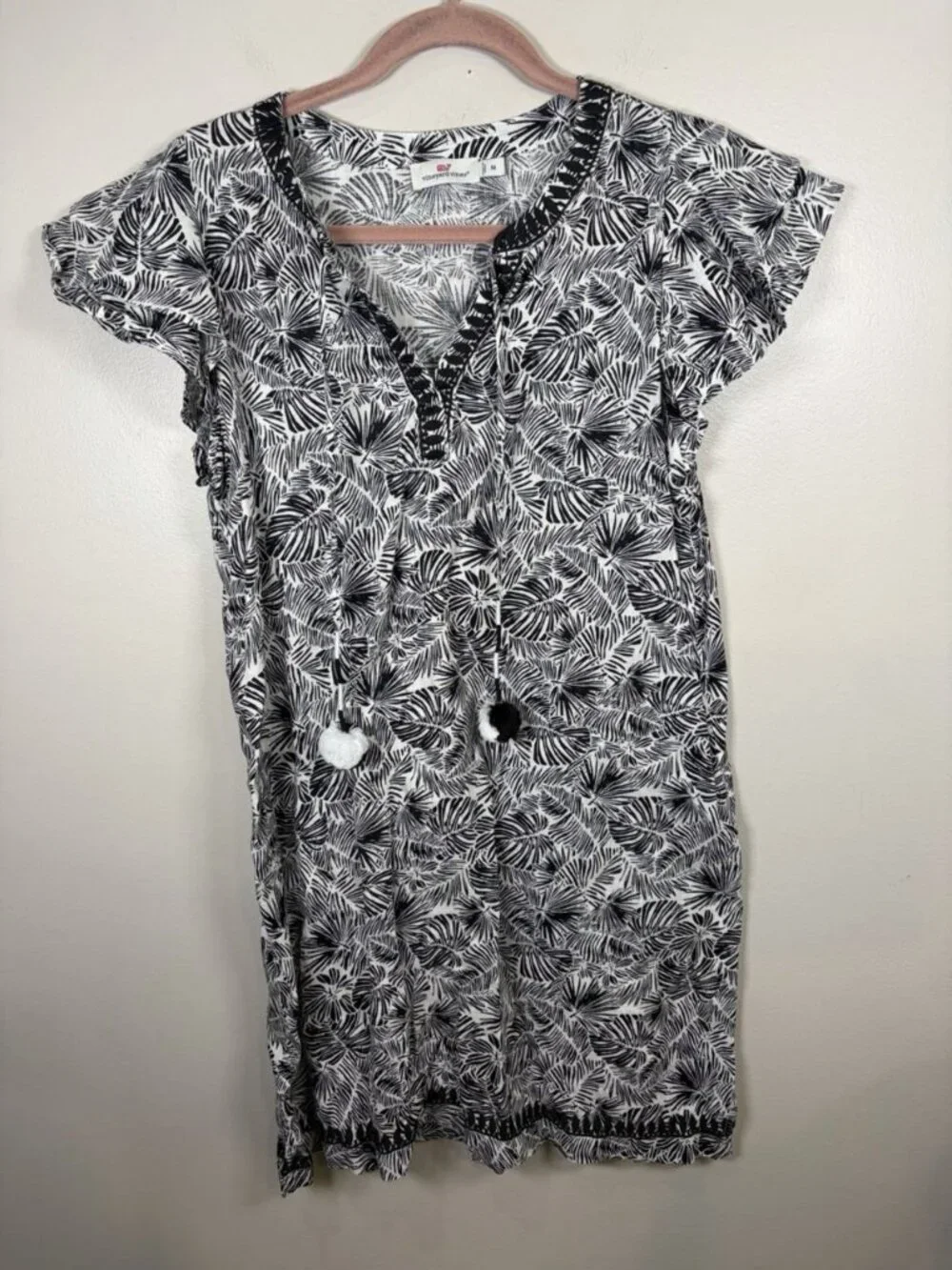 Vineyard Vines Linen Shift Dress Size Medium Vacation Preppy White Coastal Chic